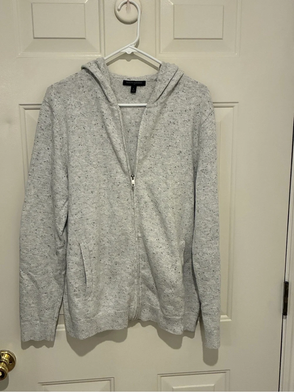 Banana Republic Light Heather Gray Zip-Up Hoodie Sweater